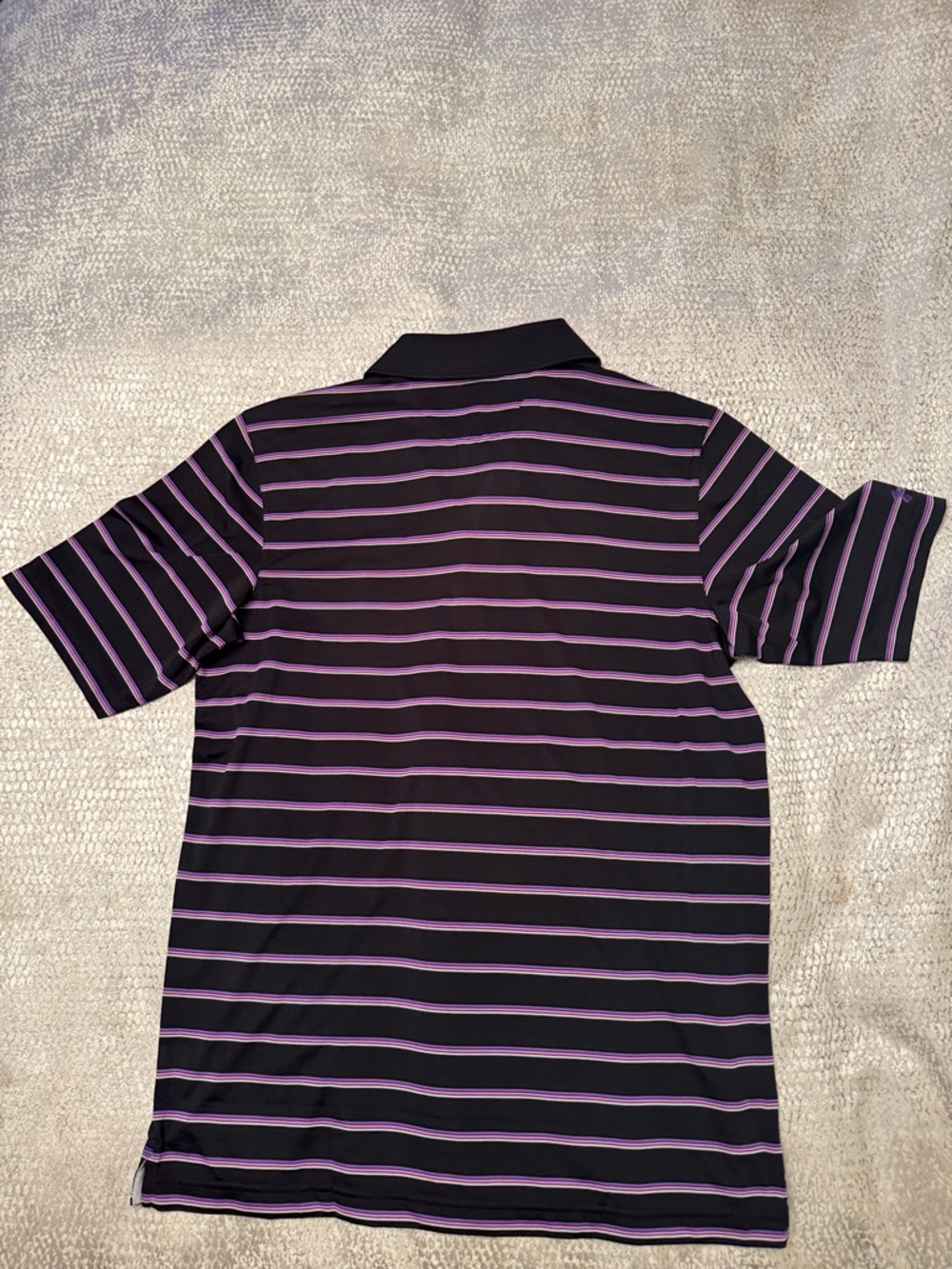 Under Armour Black Heatgear Polo with Purple Stripe Detail.  Medium. - Picture 4 of 7
